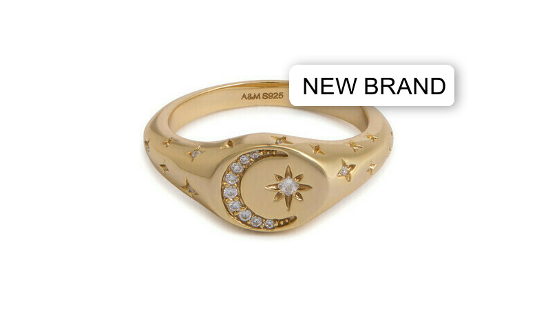 Astrid & Miyu Cosmic 18kt Gold-plated Signet Ring - L