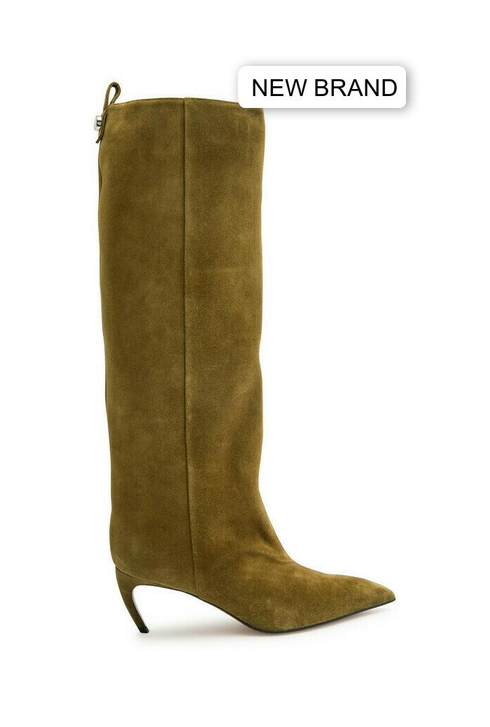 The Attico Lea 65 Suede Knee-high Boots - Khaki - 40 (IT40 / UK7)
