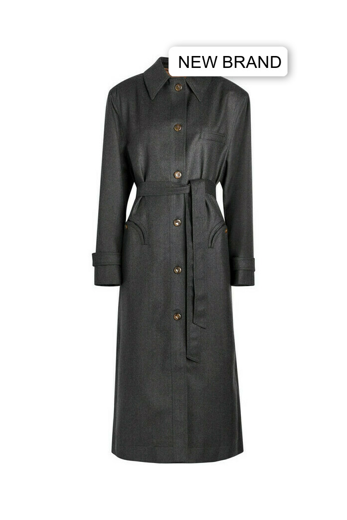 Blaze Milano Basotto Belted Wool Trench Coat - Grey - 4 (UK14 / L)