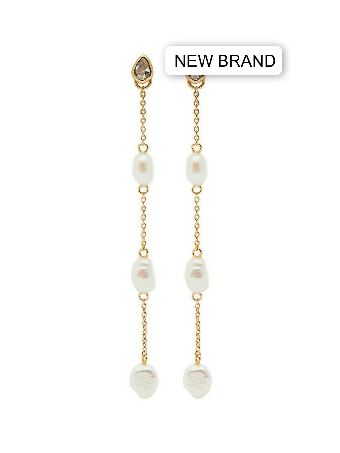 Astrid & Miyu Pearl-embellished 18kt Gold-plated Drop Earrings - One Size